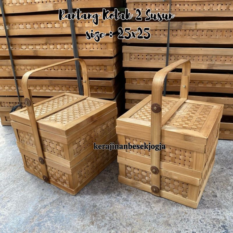 

RANTANG KOTAK 2 SUSUN 25X25CM | rantang bambu rantang kotak rantang anyam
