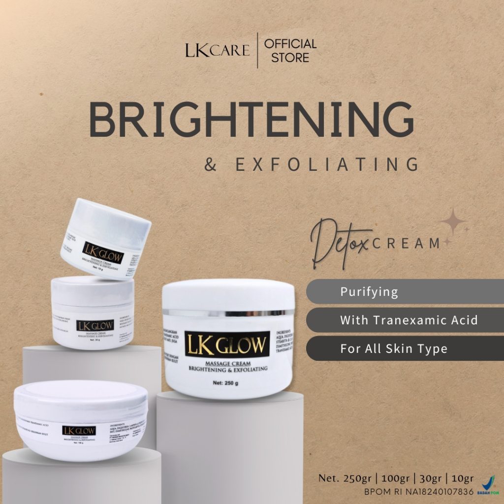 Skincare LK Glow BPOM RI detox cream massage facial ultrasonic detoxification brightening exfoliatin