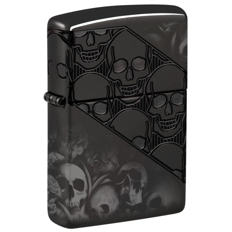Zippo 46751 Skull Collage, Armor Multicut High Polish Black, 360 Design