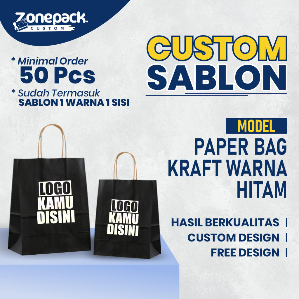 

Sablon Paperbag Kraft Warna Hitam | Paperbag Shopping Bag | Tas Kertas Kraft | Paper Bag Kado souvenir wedding packing olshop