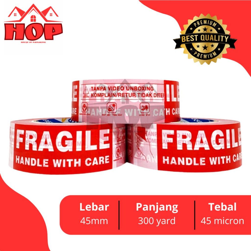 

LAKBAN FRAGILE UNBOXING 45 MM X 300 YARD JUMBO ROLL ASTRAPACK / LAKBAN 300 YARD PALING MURAH KUALITAS DAIMARU