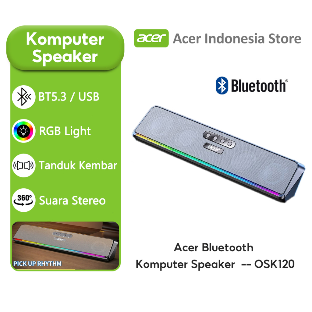 Acer OSK120 Komputer Speaker Bluetooth Mini Desktop Komputer Notebook Subwoofer Multimedia USB Kabel