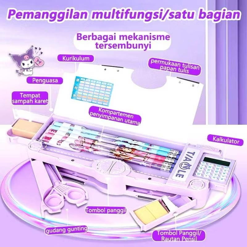 

RB Kotak Pensil Anak Kalkulator Kotak Pensil 2sisi Serbaguna Kalkulator Kotak Pensil Mekanik