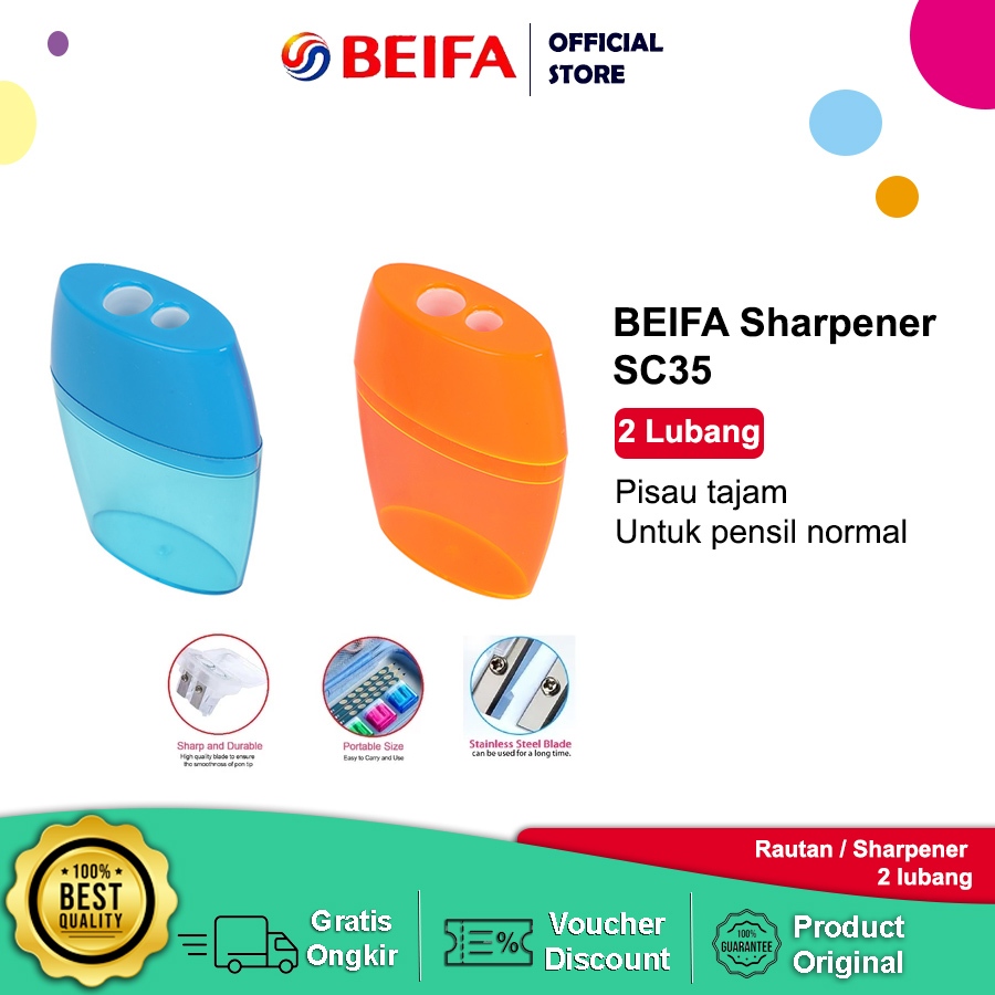 

BEIFA Rautan Pensil SC35 – Rautan 2 Lubang Lucu & Tajam, Praktis untuk Sekolah & Kantor, Tidak Mudah Patahkan Pensil