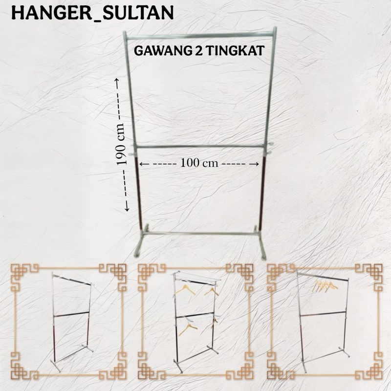 gawang 2 tingkat / gantungan baju besi 2 tingkat