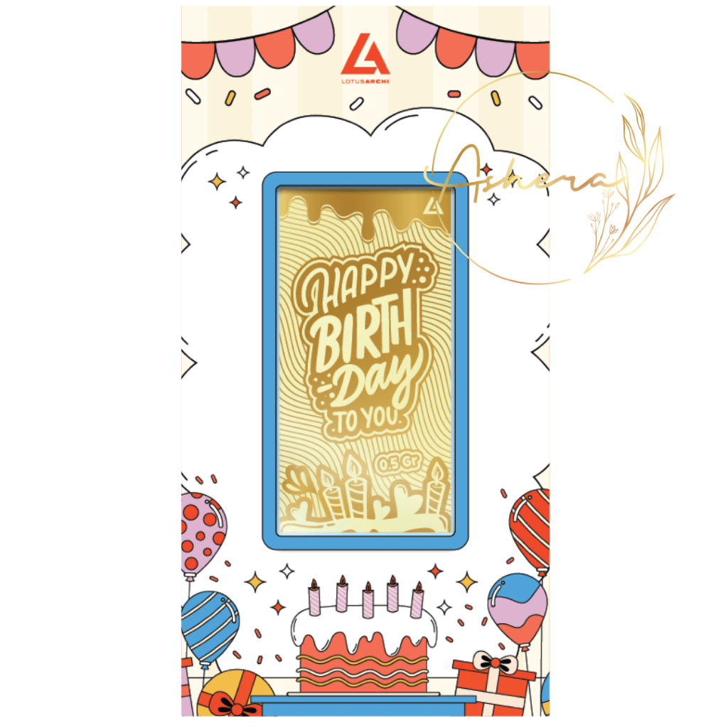 AsheraGold Lotus Archi Paper Gold Edition LM WB Logam Mulia Emas Asli Mini Gold Thank You Happy Birt