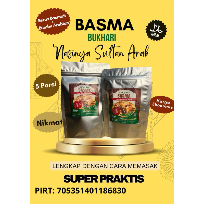 

Basma varian Nasi Bukhare Instan 225 gram dan 335 gram Bumbu Rempah Berkualitas Porsi Sedang