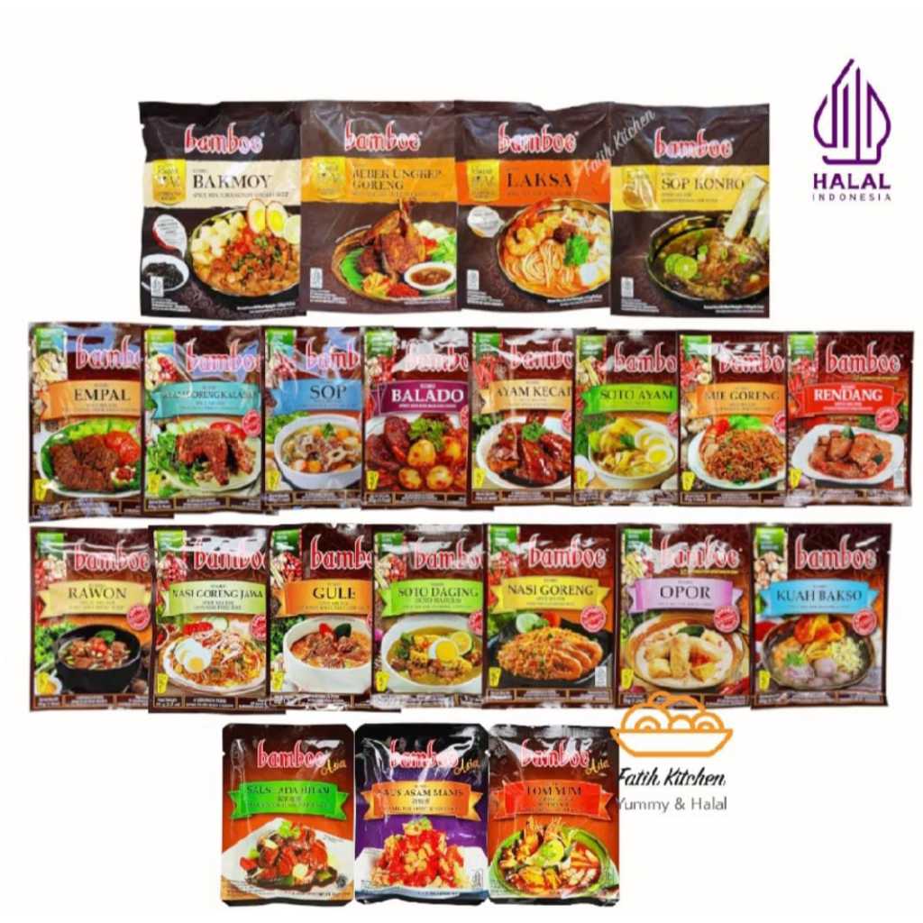 

Bamboe Bumbu Masak Dapur Instant - Aneka varian Kuah Bakso, soto, rendang, nasi goreng, opor, dll