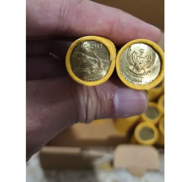 Koin Kuno Utk Mahar 50 Rupiah Komodo thn 1994 Per Roll Mint Condition