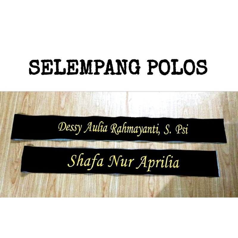 (1 HARI JADI) Selempang Wisuda Bludru Polos (tanpa list, kain 1 lapis, ukuran 11 cm x 175 cm, Bordir