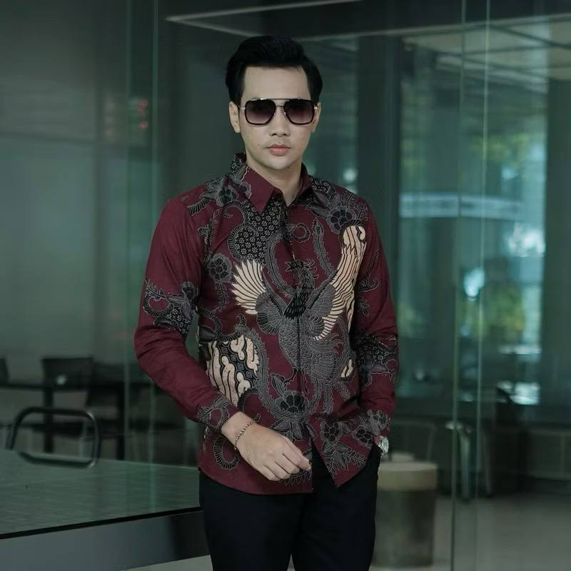 JIRA-kemeja batik pria lengan panjang casual modern motif Slim-fit I kode hr002 M L XL XXL  batik pe