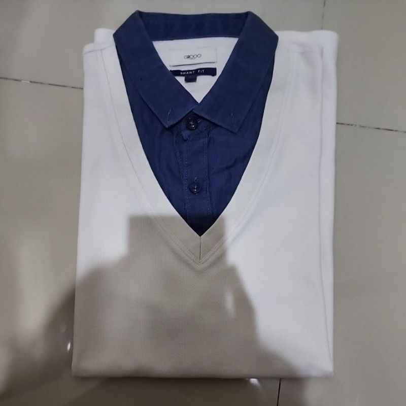 preloved atasan pria g2000 polo shirt katun lengan pendek size L