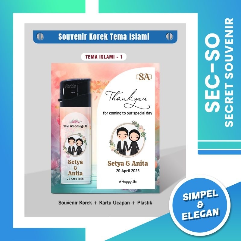 Souvenir Korek Custom Pernikahan Tema Islami