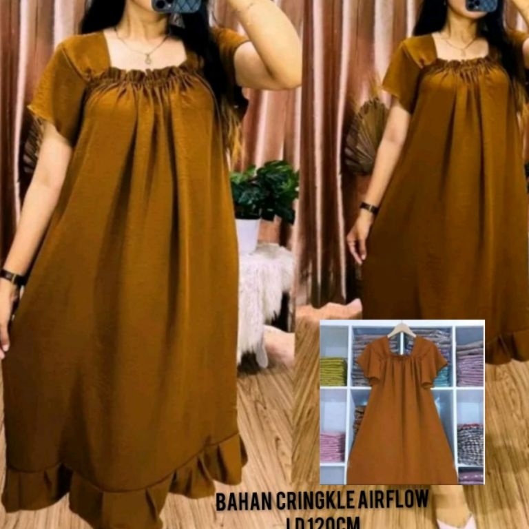 Serbuuuu Fuji Dress Daster Crinkle Airflow Daster Crinkle Airflow  Dress Crinkle  Daster Crinkle Air