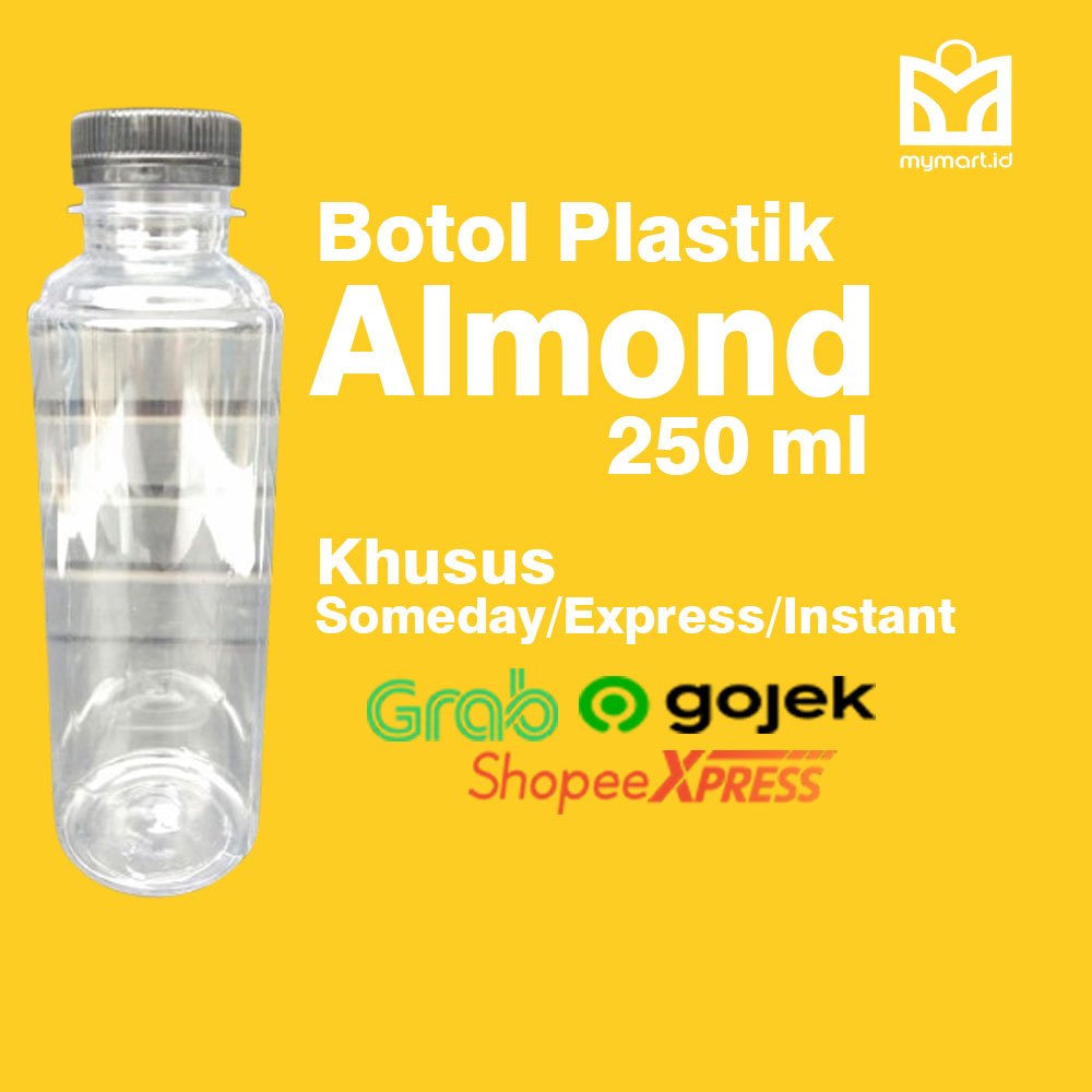 Botol Almond 250ml 100pcs/ Botol Plastik PET 250ml 100pcs / Botol Minuman Plastik 100pcs