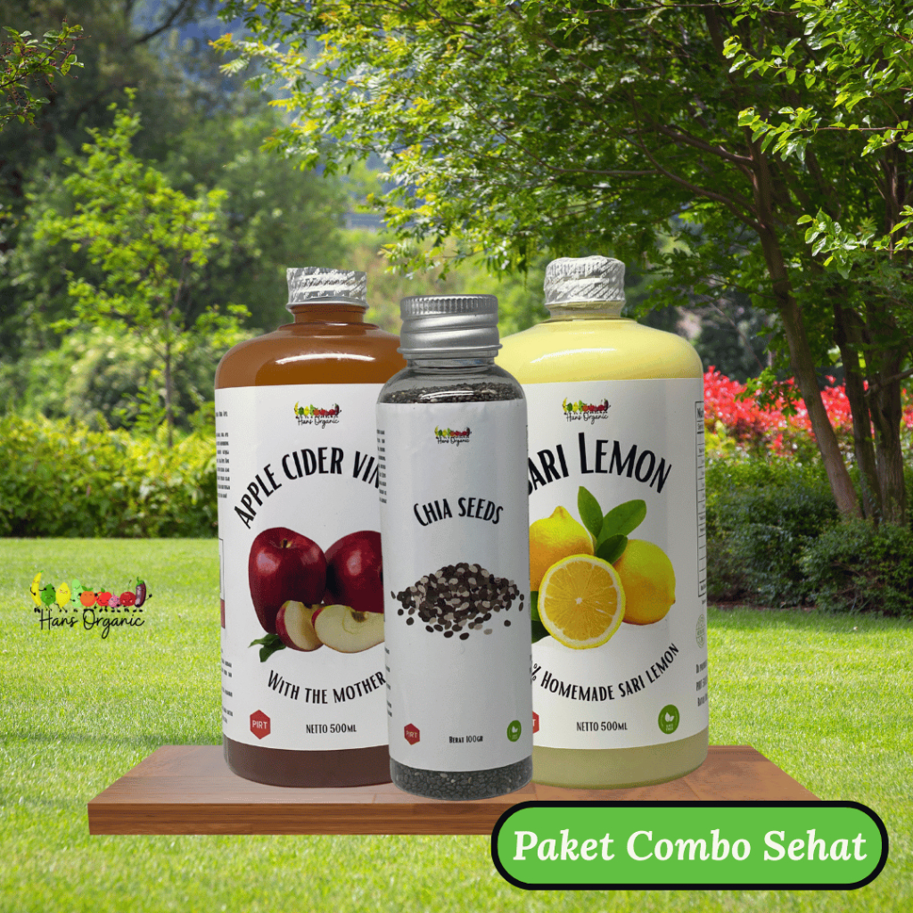 

PAKET DIET CUKA APEL 3 IN 1 CUKA APEL 500ML, SARI LEMON 500ML, CHIA SEED 70GRAM/ APPLE CIDER VINEGAR