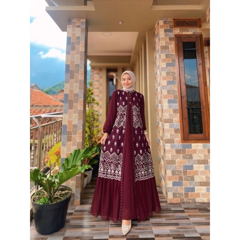 GAMIS CERRUTY KOMBINASI BURKAT PREMIUM/ SIMPEL ELEGAN MEWAH