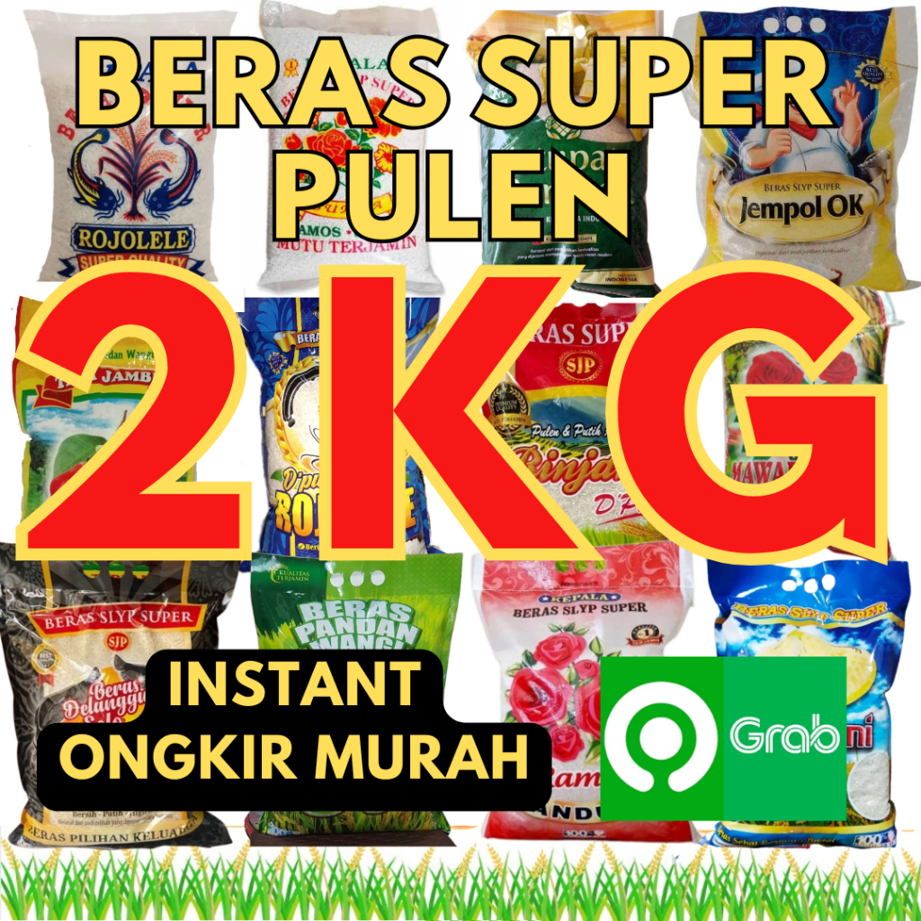 

(INSTANT ONGKIR MURAH) PROMOO BERAS SUPER PULEN 2 KG ARENA SEMBAKO CIKARANG