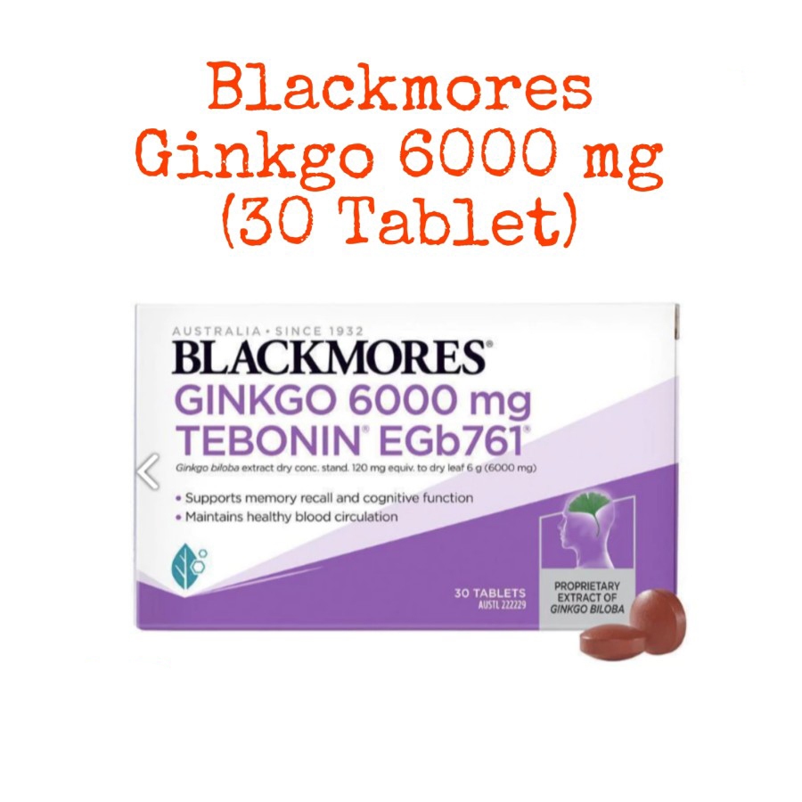 Blackmores Ginkgo 6000 mg 30 Tablets Atasi Vertigo Pusing Ingatan Otak