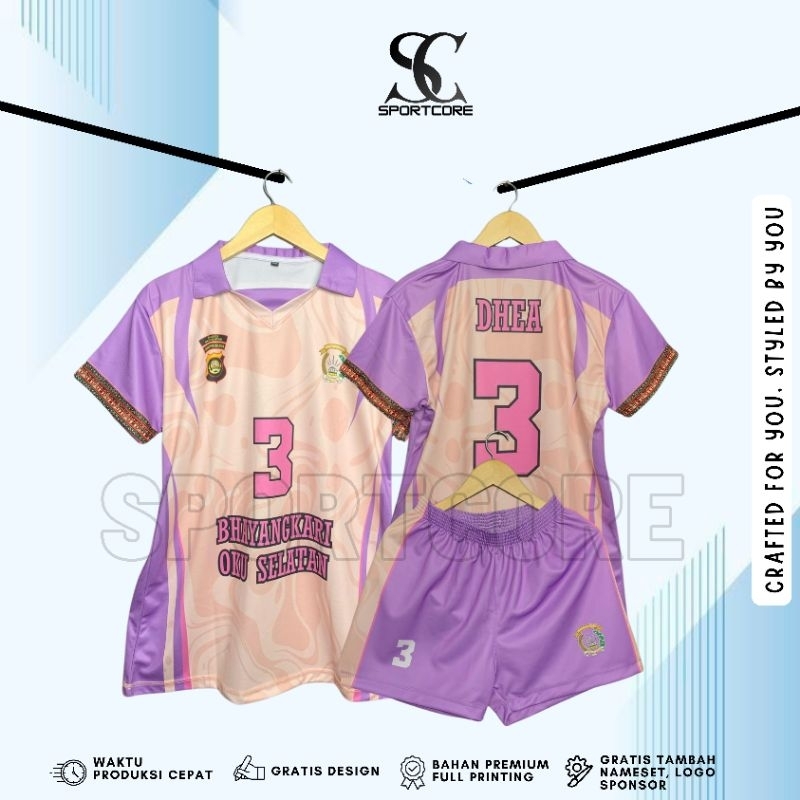 Jersey Voli Cewek Fullprinting Custom Nama Nomer