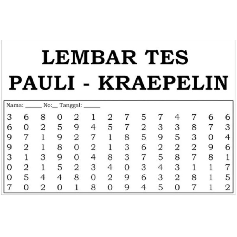 

Lembar tes koran/kraeplin/pauli