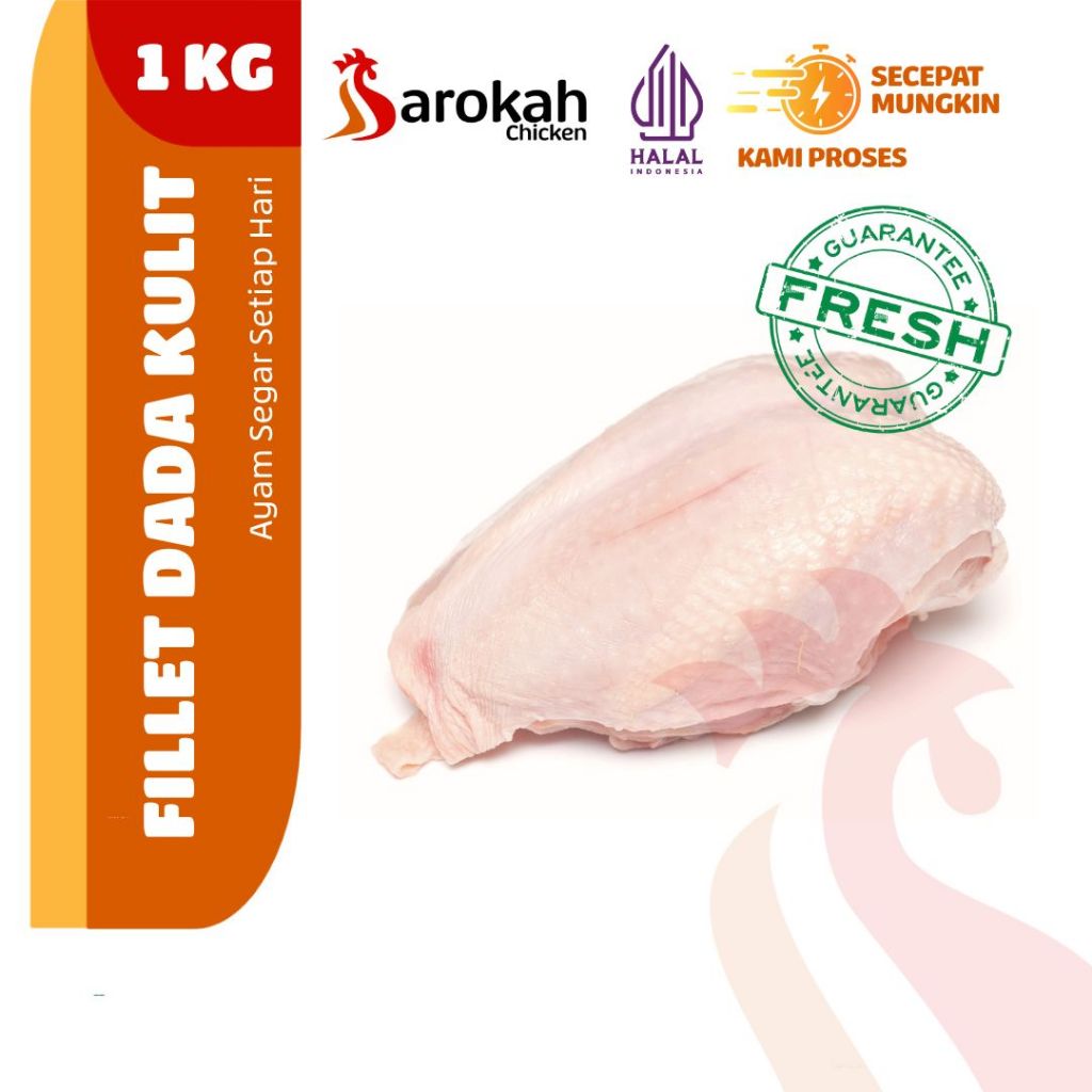 

DADA AYAM FILLET KULIT SEGAR (BONELESS DADA KULIT) - 1 KG - DIPOTONG SAAT PEMESANAN