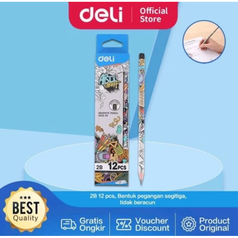 

DELI Graphite Pensil 2B isi 12pcs