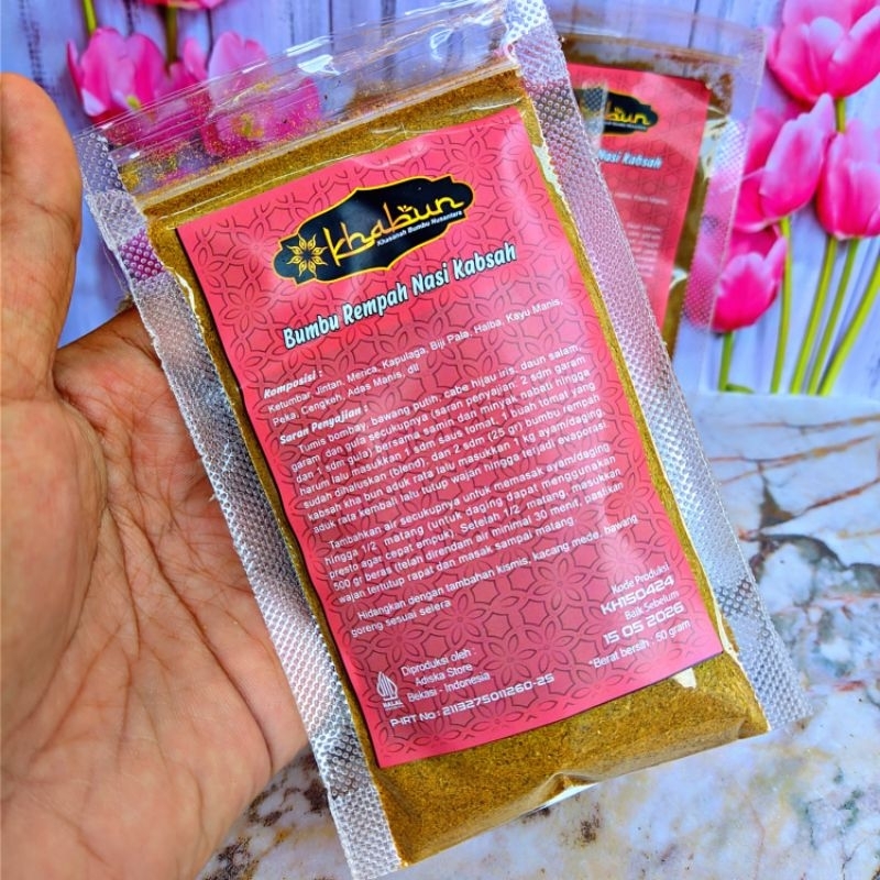 

BUMBU REMPAH NASI KABSAH 50gr IZIN PIRT & LABEL HALAL