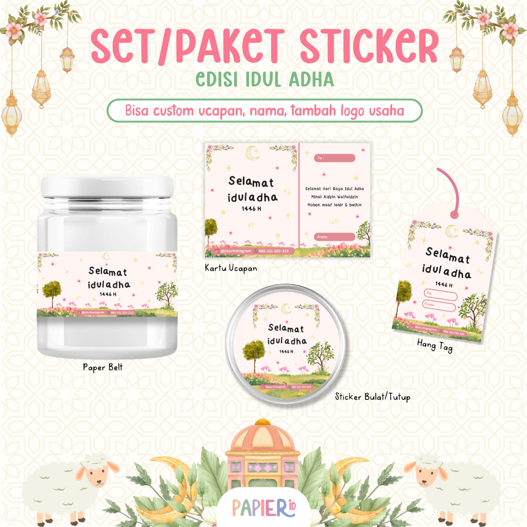 

Paket Set Paper Belt Sticker Hang Tag Kartu Ucapan Lebaran Idul Adha