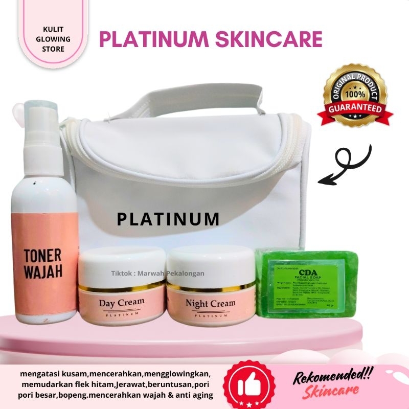 PLATINUM BEAUTY CARE 120k sepaket lengkap isi 4 item facial wash, toner , day, night cream untuk men
