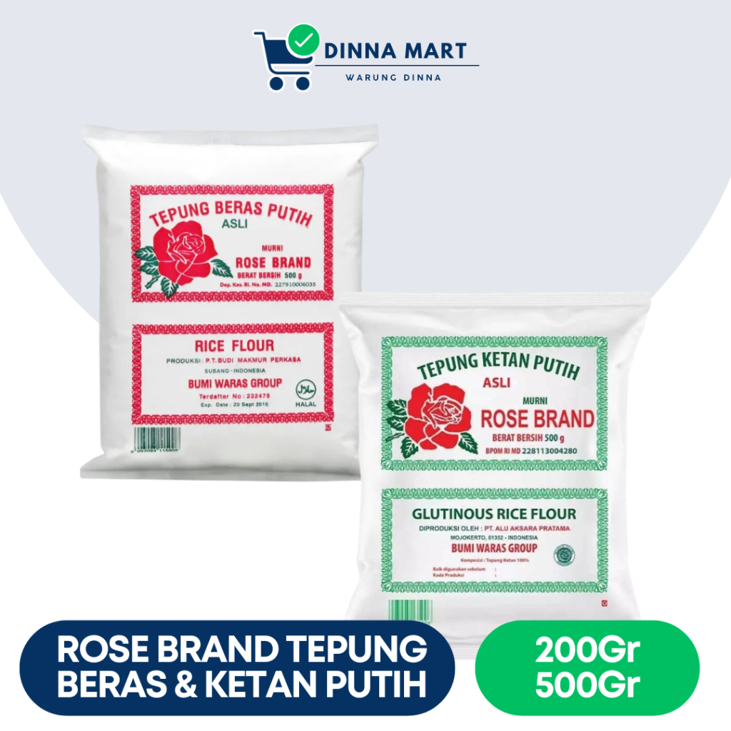 

Rose Brand Tepung Beras Putih & Tepung Ketan Putih 200g / 500g – Tepung Halus untuk Aneka Masakan & Kue