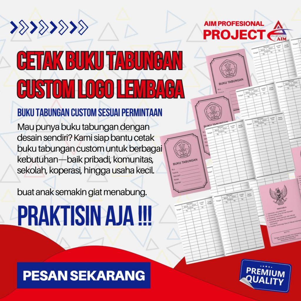 Buku Tabungan Custom, Catatan Keuangan Custom, Tabungan Lembaga