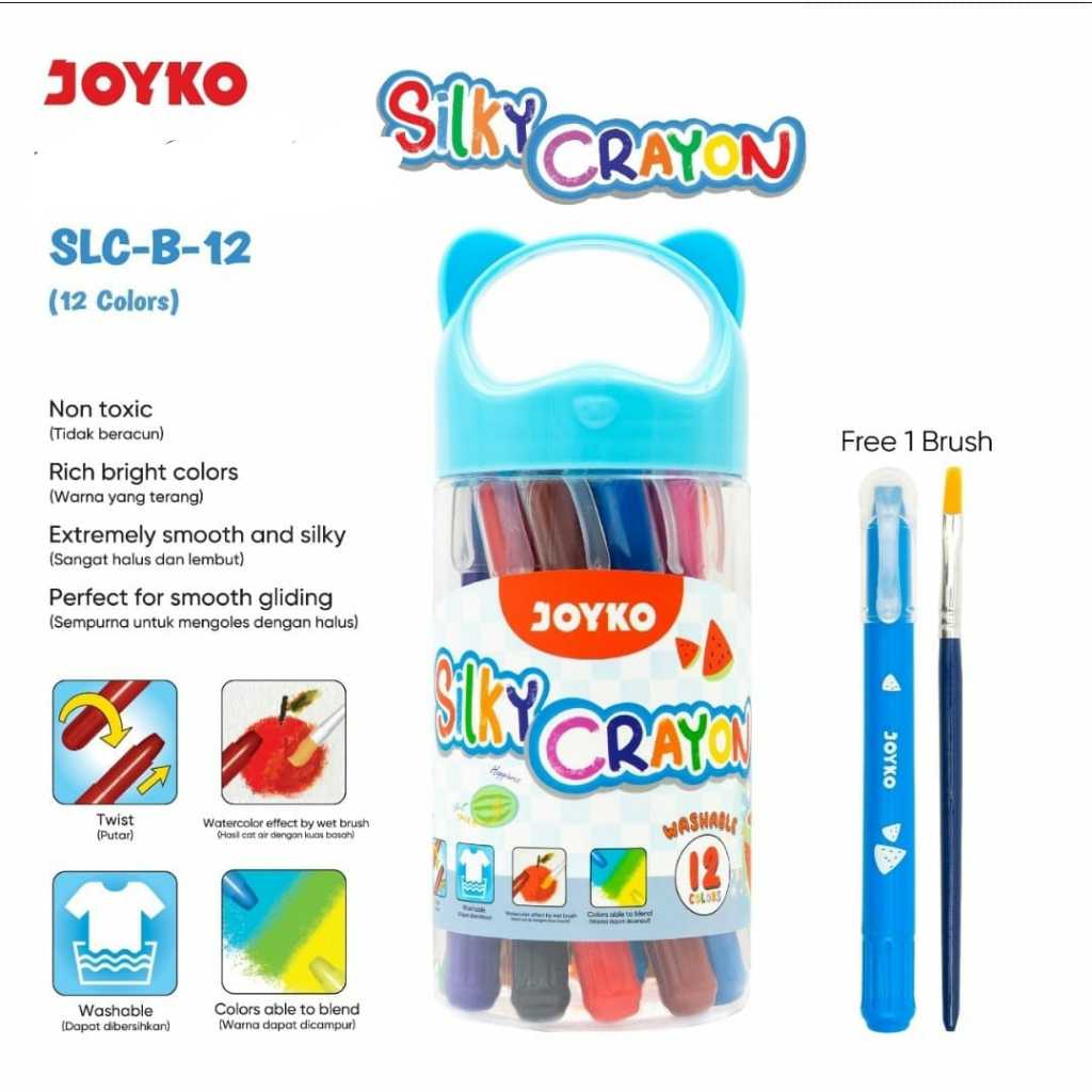 

BARU!!! JOYKO SILKY CRAYON SLC-B-24 TABUNG READY UKURAN 12 WARNA DAN 24 WARNA KEMASAN BARU | MITRA ABADI KATALOG
