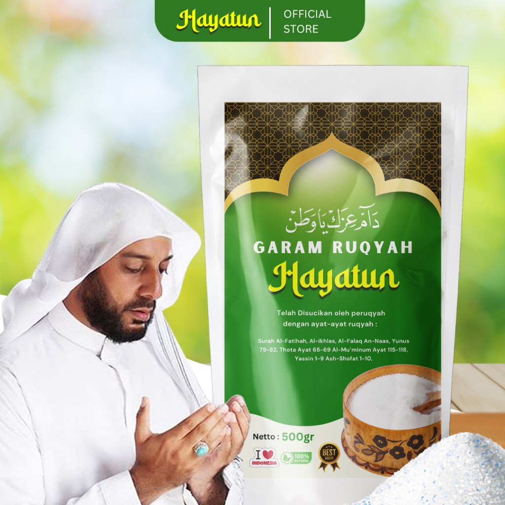 

Garam Ruqyah Hayatun - Hilangkan energi negatif rumah/lokasi usaha ,sulit jodoh, sakit ain non medis, sering sial , Terapi Rukiah Untuk Kesehatan, promil, gatal, penglaris , malas ibadah, anak bandel, obat mujarab, pegal pegal dll - 250gr