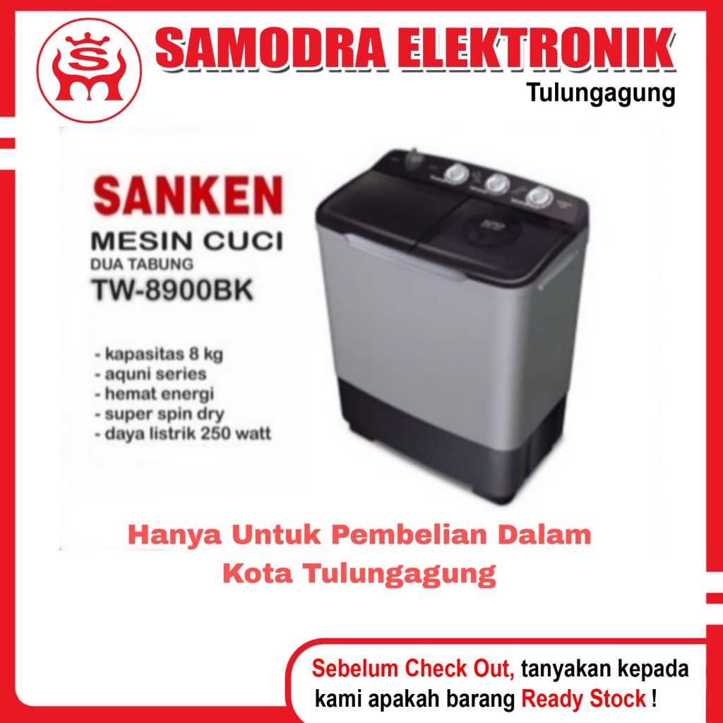 Mesin Cuci SANKEN TW-8900 BK | Mesin Cuci 2 Tabung | Mesin Cuci Low Watt
