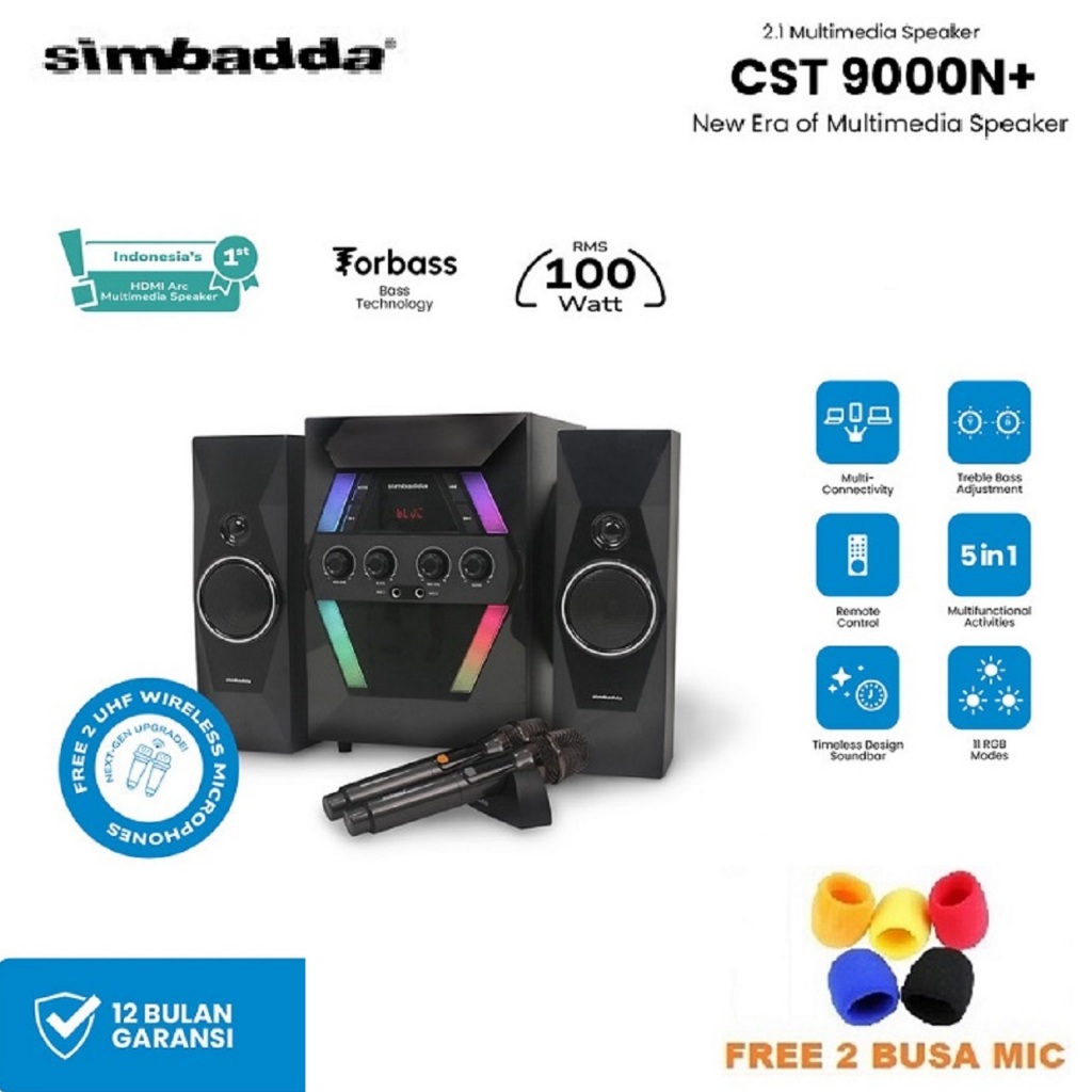 Speaker Bluetooth Simbadda CST 9000N+ Subwoofer Mega Bass Karaoke - CST9000N+