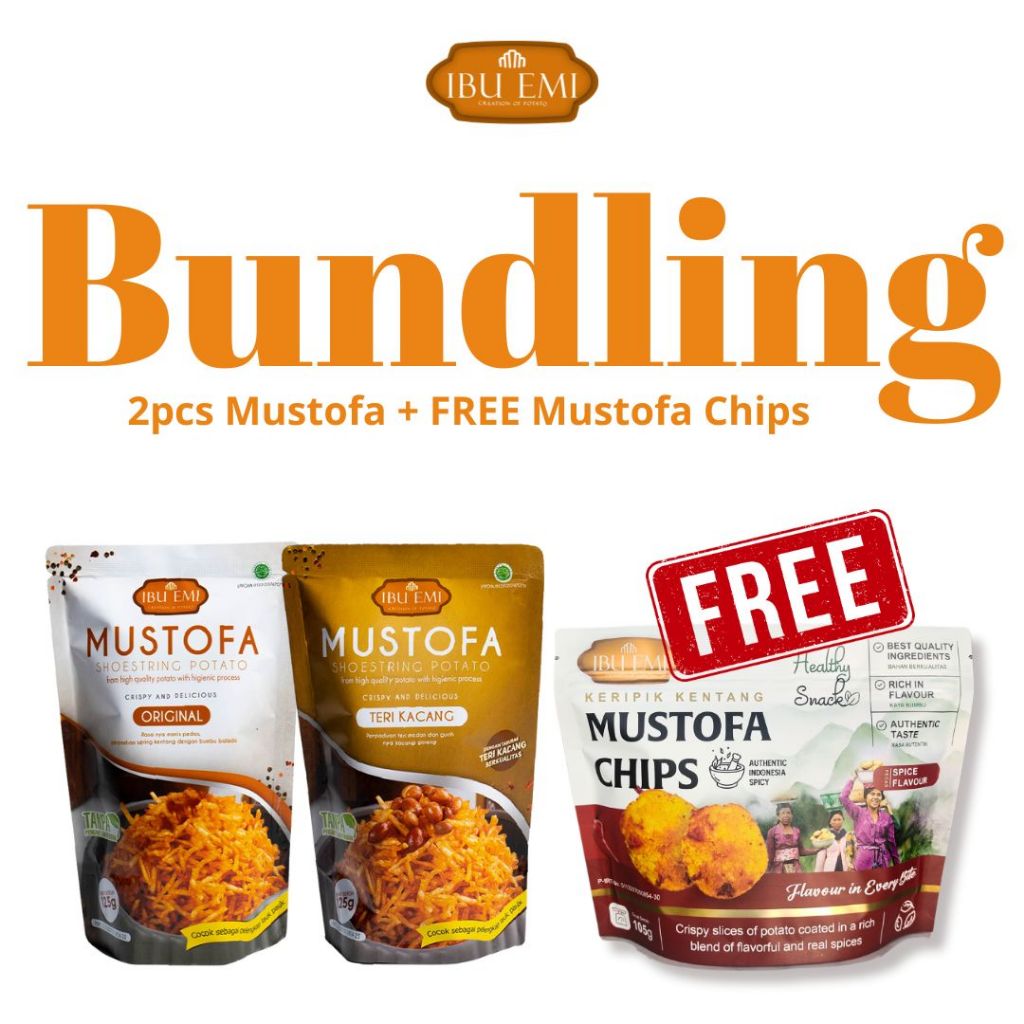 

Ibu Emi - Paket Bundling Mustofa BUY 2 GET 1 Mustofa Chips