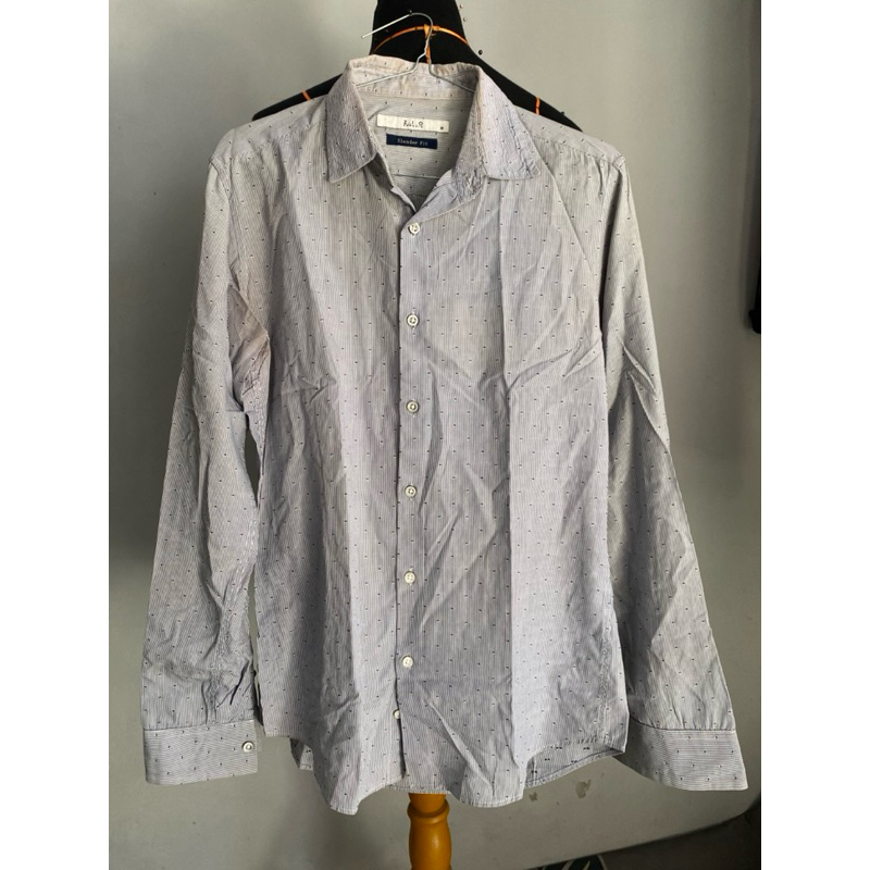 Prelove Kemeja Brand ZIOSONGZIO wanita Lengan Panjang, Motif Salur Hitam bintik abu busui friendly