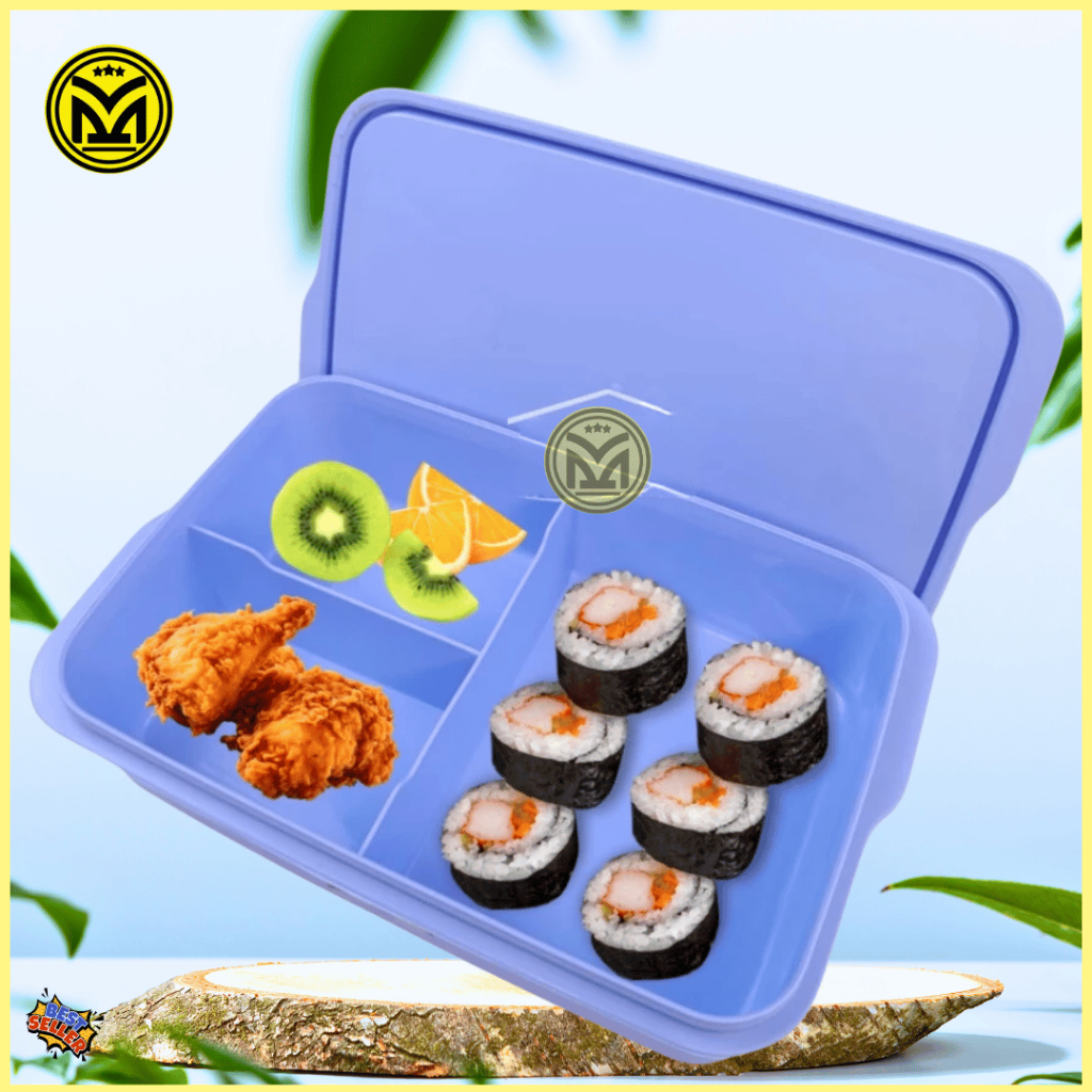 LUNCH BOX PLASTIK KOTAK MAKAN KOTAK BEKAL OMPRENG HADIAH BULAT DAN PERSEGI 3 SEKAT ALEXISH