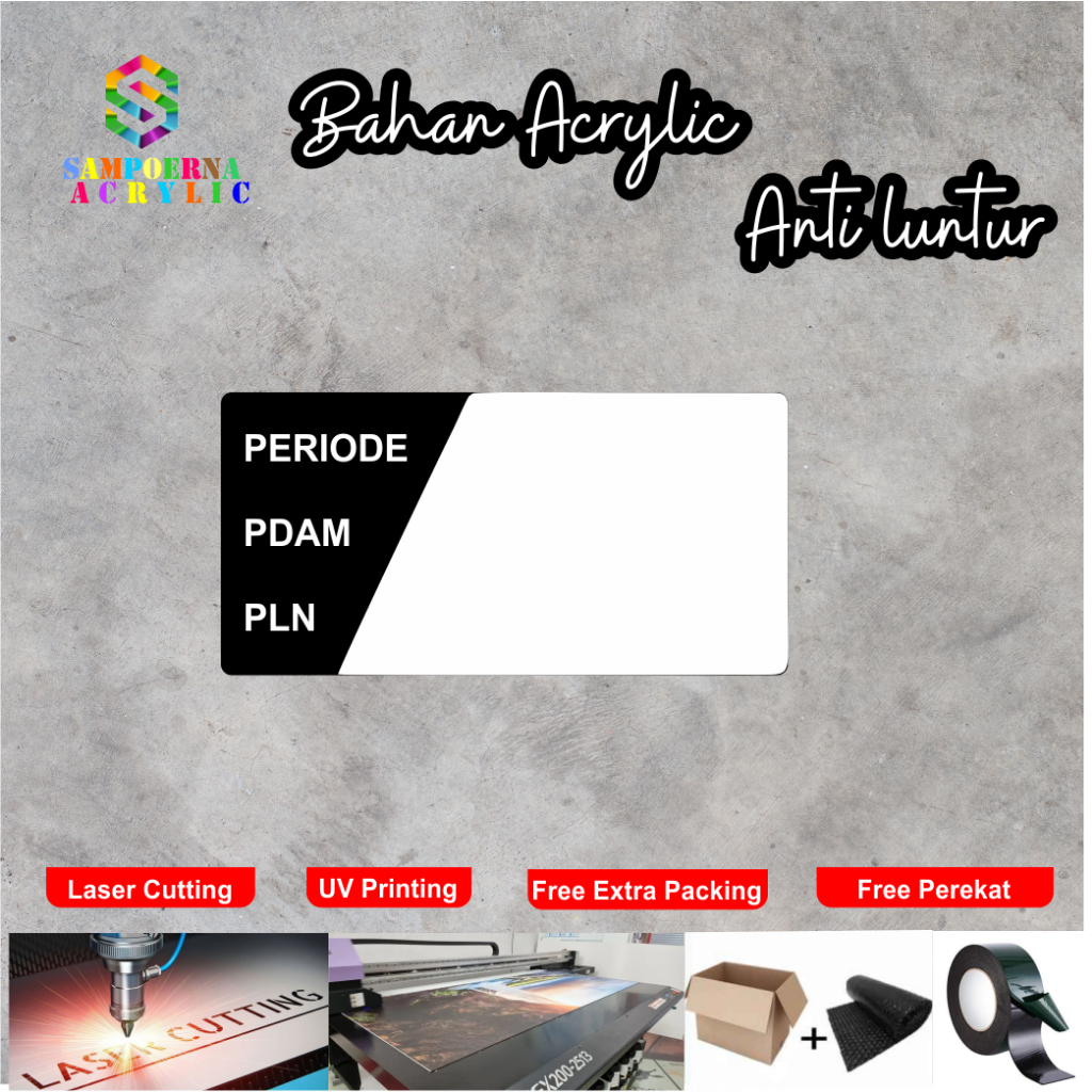 

Papan Akrilik Tulis PDAM PLN Acrylic Sign Board Pencatat Meteran