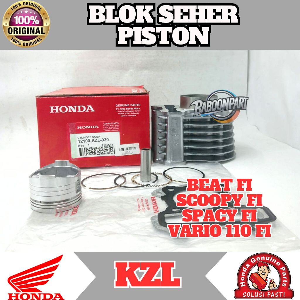 BLOK SEHER & PISTON KZL ORIGINAL AHM BEAT FI / SCOOPY FI / SPACY FI / VARIO 110 FI