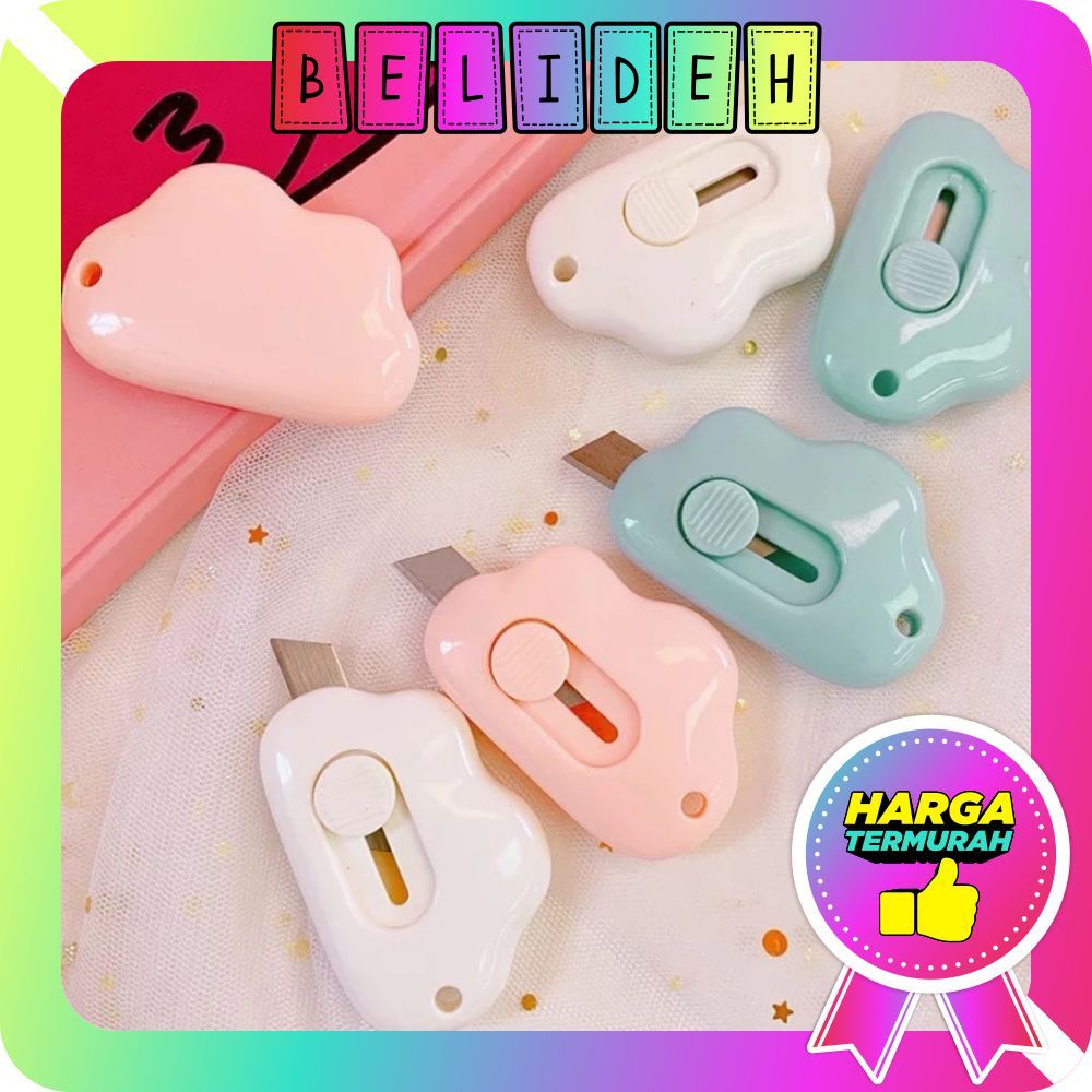 

☛BELIDEH☚ Cutter Mini Portable Bentuk Oval Mini Cutter Polos Travel Kit Pemotong Kertas Paper Cutter Lucu Bentuk Awan Warna Pastel Untuk Unboxing Paket S026 S006