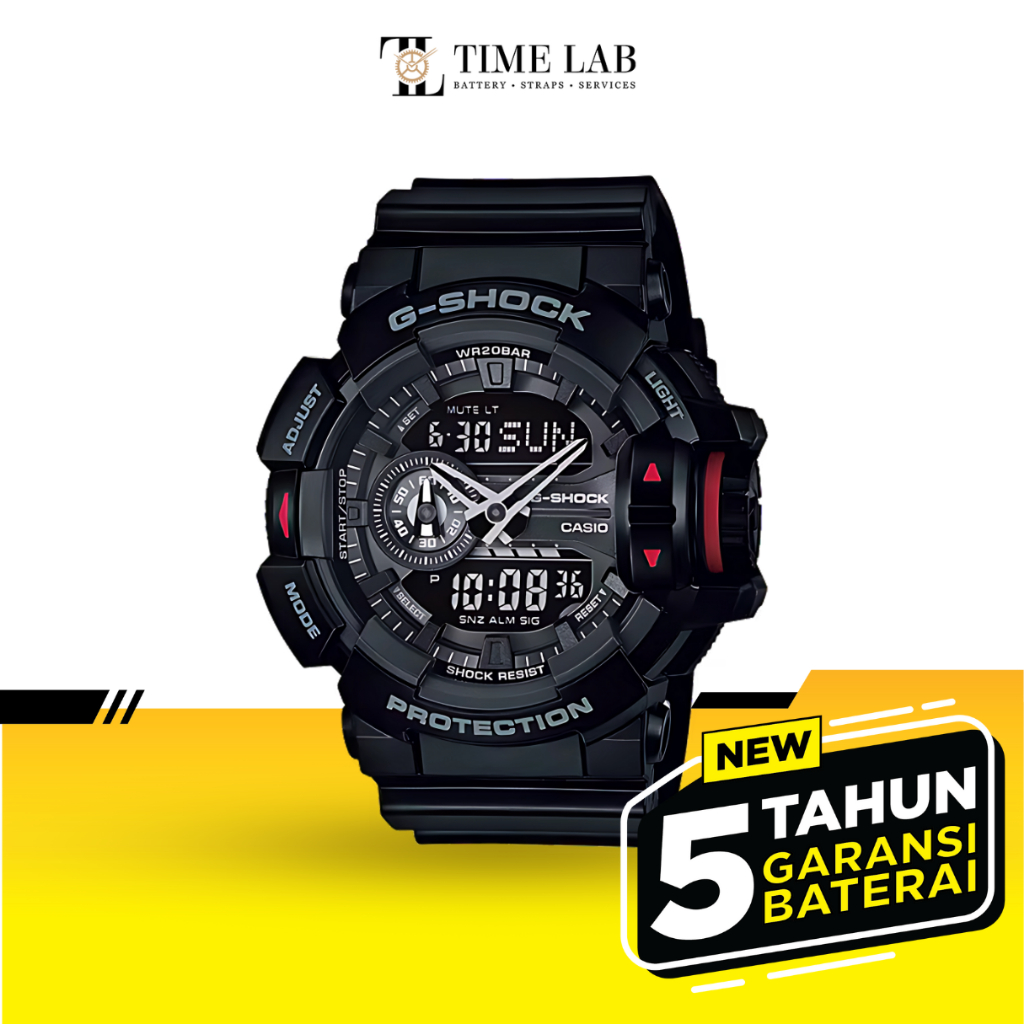 JAM TANGAN PRIA CASIO G-SHOCK ORIGINAL GA-400-1B / GA 400 1B DIGITAL ANALOG KARET HITAM