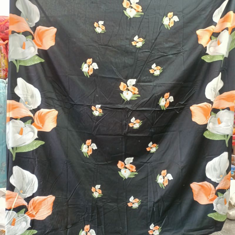 sprei katun jepang motif bunga tulip homemade