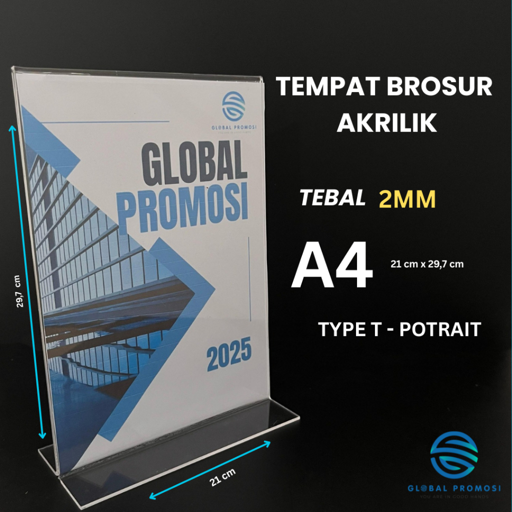 

Akrilik Tempat Brosur / Acrylic Tent Card Holder Meja Portrait T / Ukuran A4 2mm