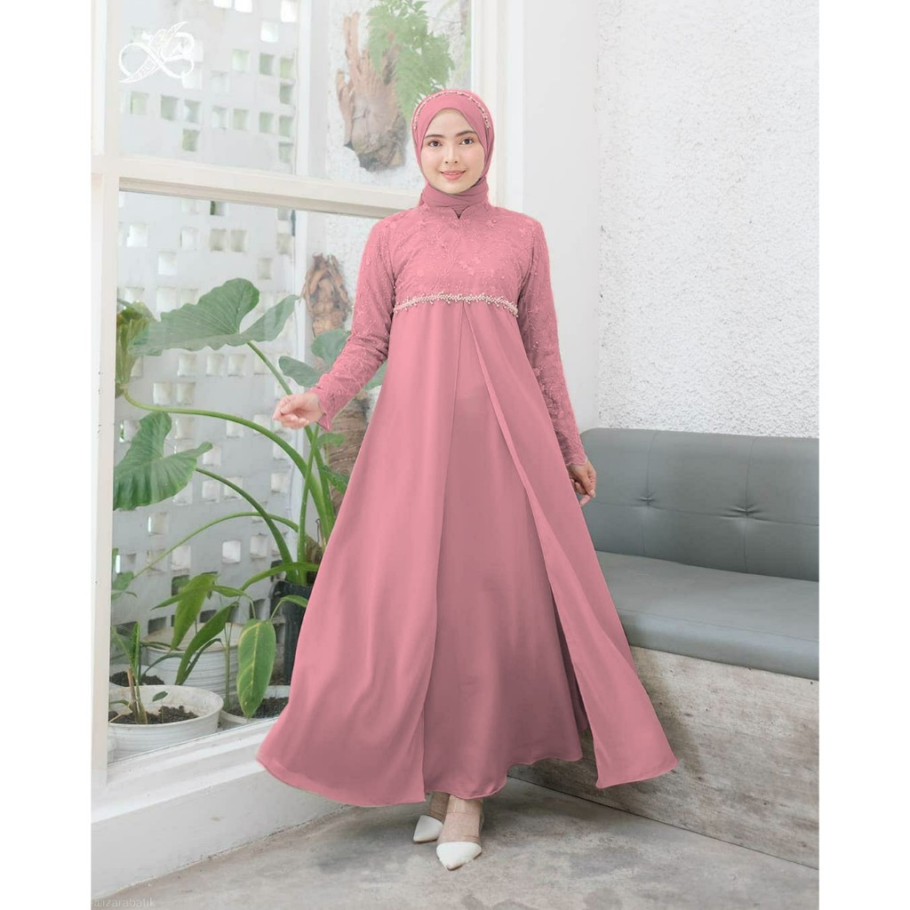 PROMO HARBONAS [READY JUMBO] ZALLA DRESS Premium TERMURAH Bayar COD / Gamis brokat / Baju Muslim Wan
