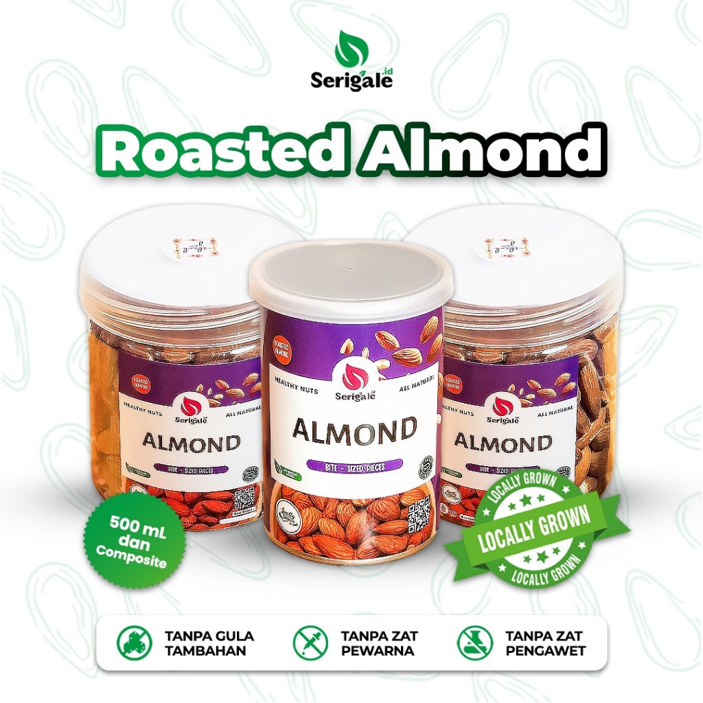 

SERIGALE Kacang Almond Panggang ROASTED ALMOND Natural Rendah Kalori Cemilan Sehat