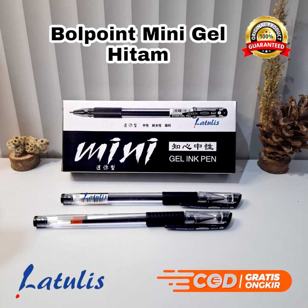 

Bolpen/Ballpoint/Pulpen Gel Mini Zhixin Black Grip Hitam ORI (12pcs)