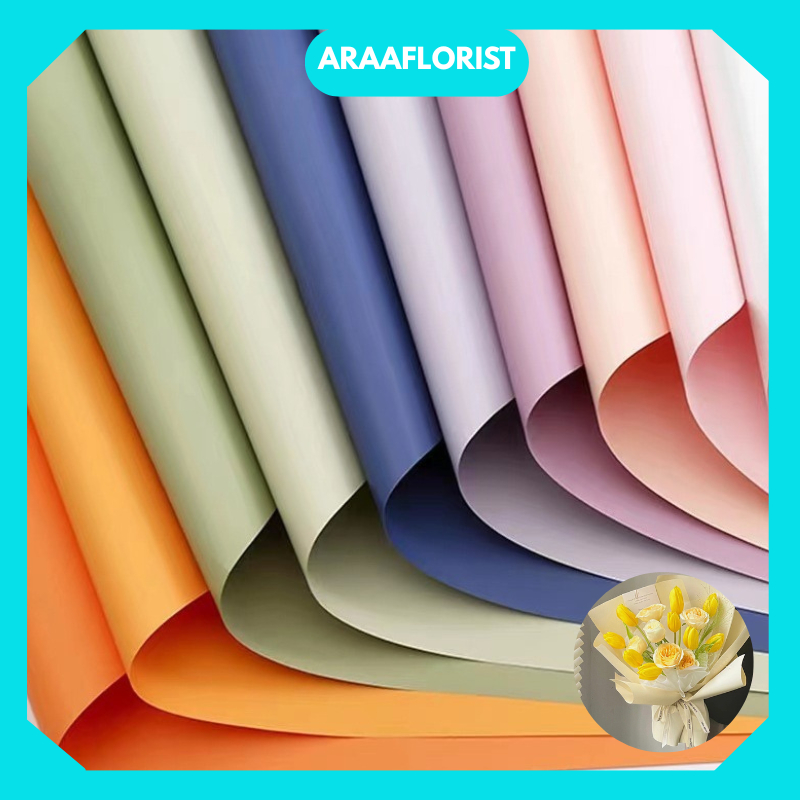 

KB07 20 LEMBAR Kertas Buket Bunga Solid Polos Full Color Flower Warpping Paper Cellophane