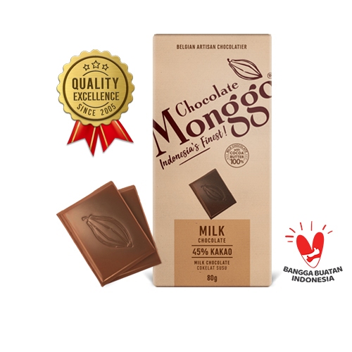 

Chocolate Monggo | Creamy Milk Chocolate 80gr | Coklat Murni 100% kakao butter | Cokelat Susu 45% Kakao | Snack Cemilan Anak